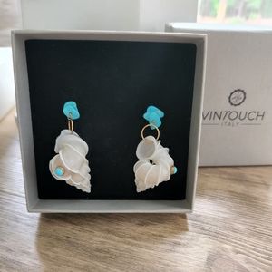 Vintouch Turquoise & Wentletrap Shell Earrings